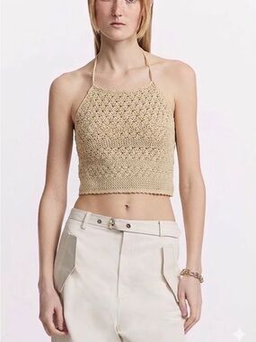 COPY - House of Harlow 1960 Beige Cream halter crochet top